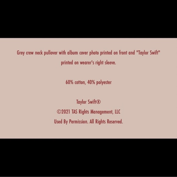 Taylor Swift RED Album Authentic Merch Gray Sweatshirt Oversized Women’s Sz M - Picture 5 of 5